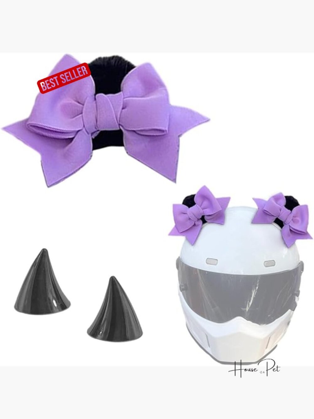 2 Pack Self Adhesive Plush Cat Ears Helmet Decorations for Motorcycle Bike Ski